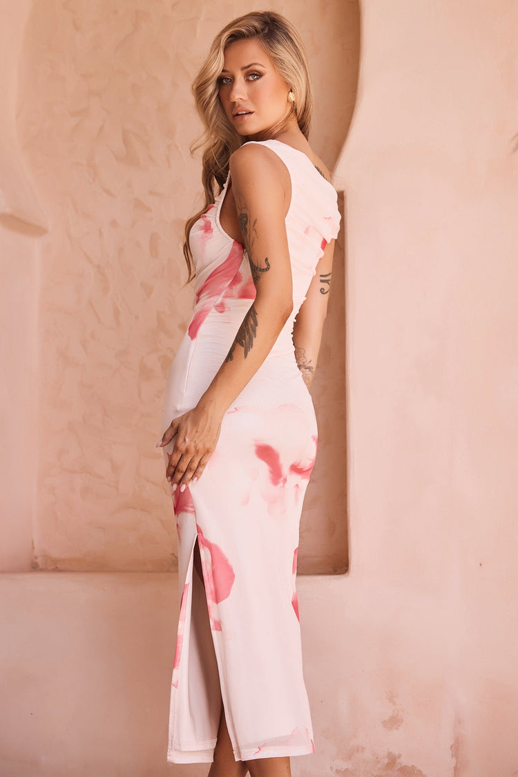 Roseberry Kiss Midi Dress - Coral for women