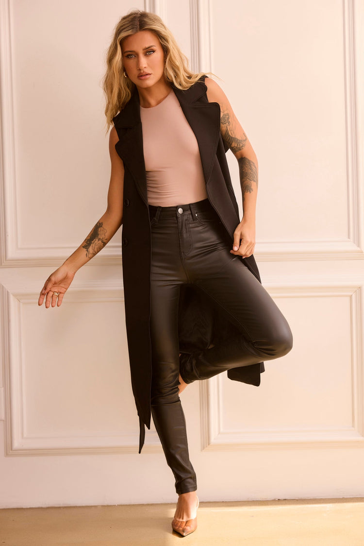 Rowan Sleeveless Trench - Black for women
