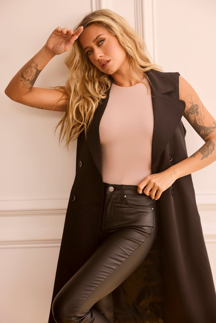 Rowan Sleeveless Trench - Black for women