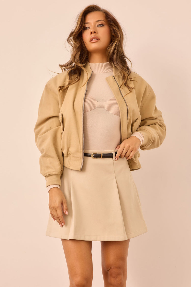 Sahara Drift Bomber Jacket - Taupe for women