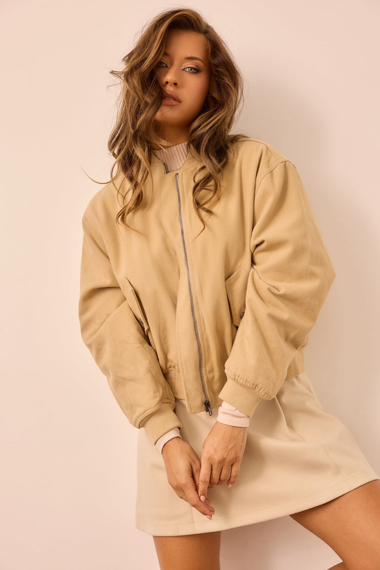 Sahara Drift Bomber Jacket - Taupe for women