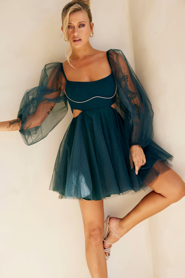 Saint Malo Mini Dress - Forest Green for women