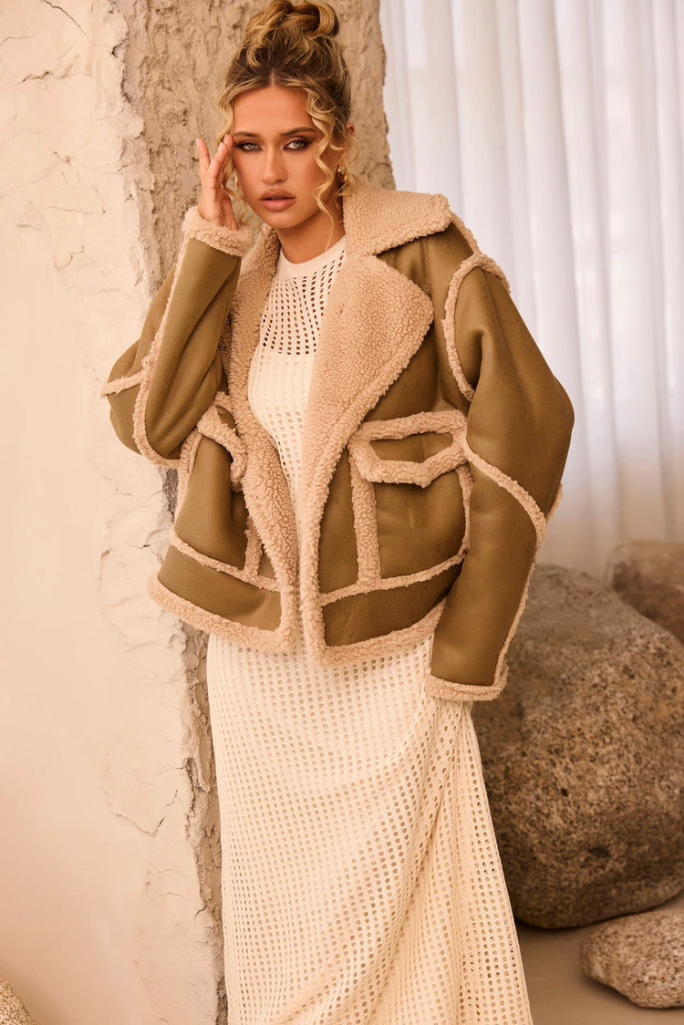 Scrunch Time Vegan Jacket - Khaki for women