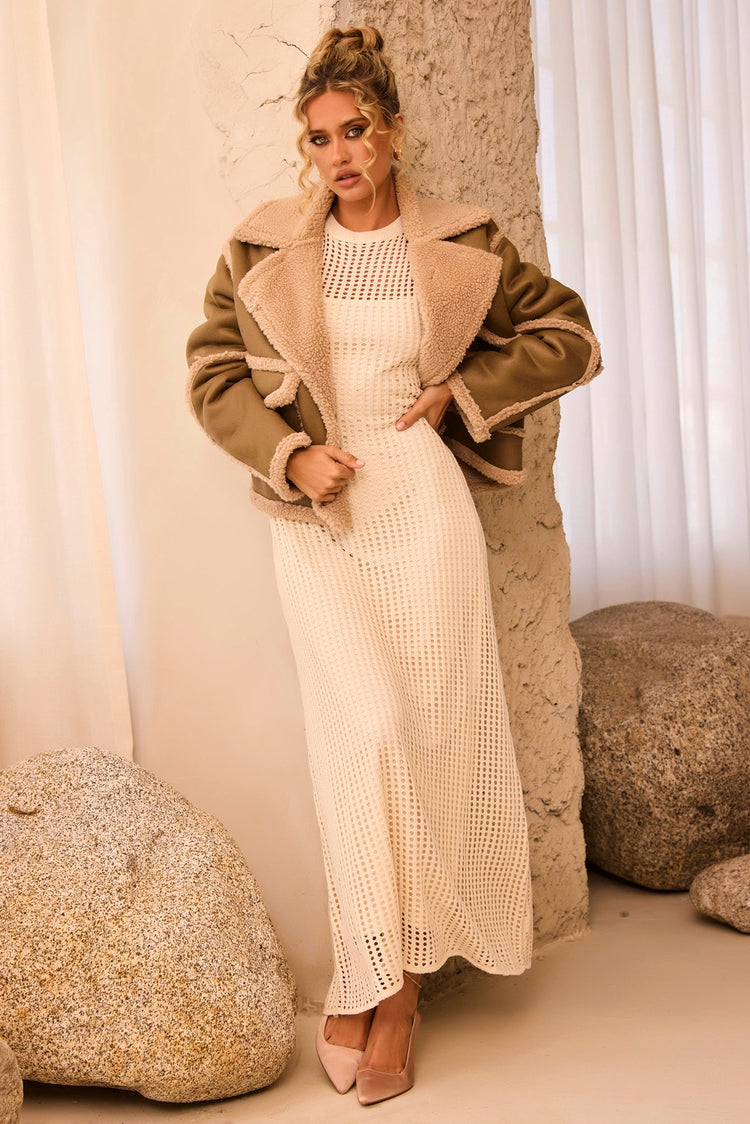 Scrunch Time Vegan Jacket - Khaki for women