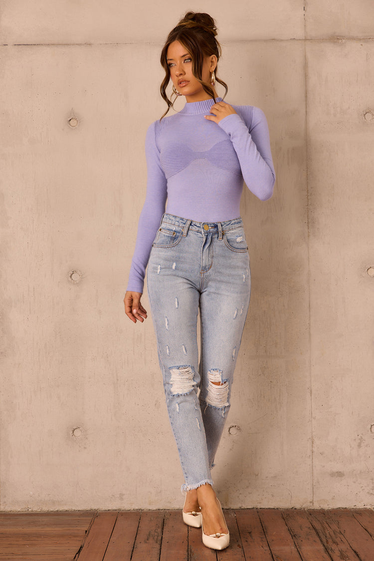 Sculpted Verse Knit Bodysuit - Cornflower for women