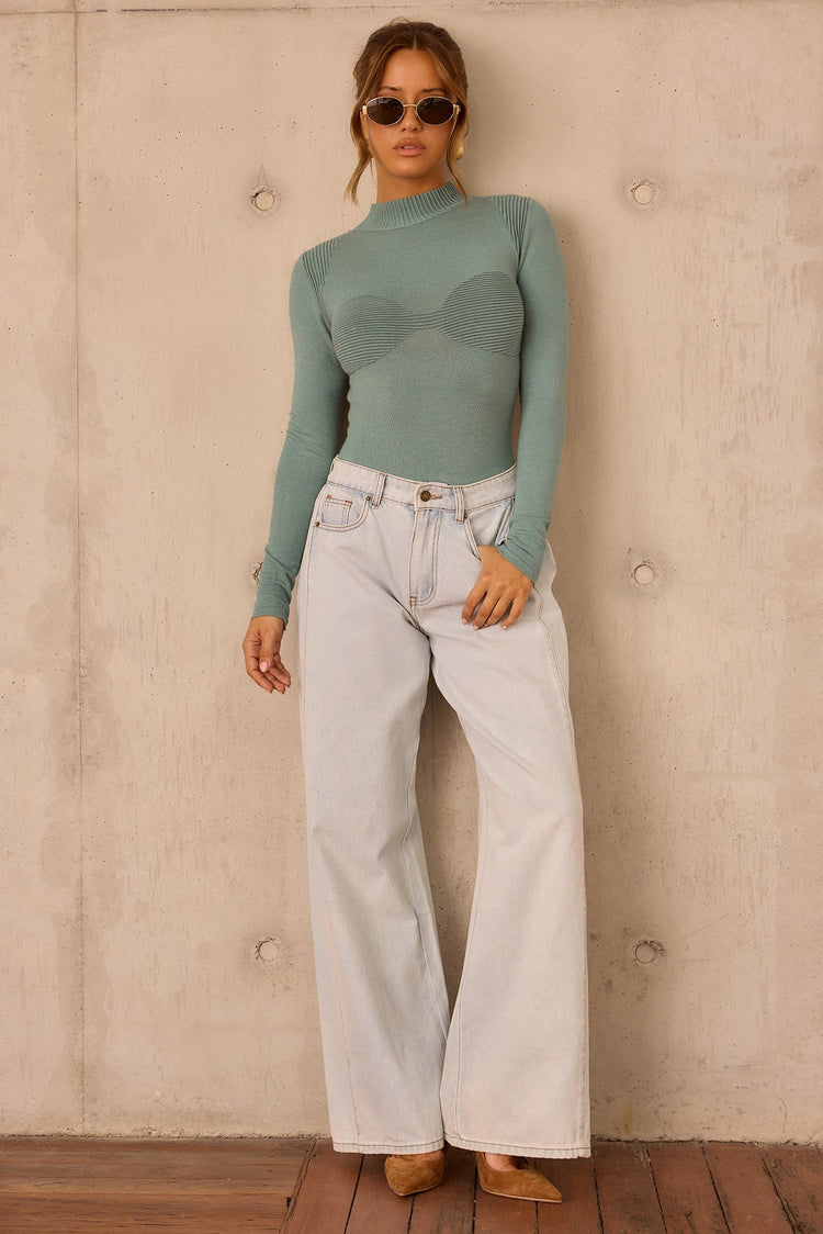 Sculpted Verse Knit Bodysuit - Sage for women