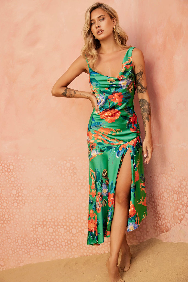 Secret Jungle Midi Dress - Green Multi for women