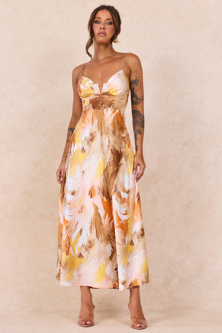 Send Love Maxi Dress - Orange Multi for women