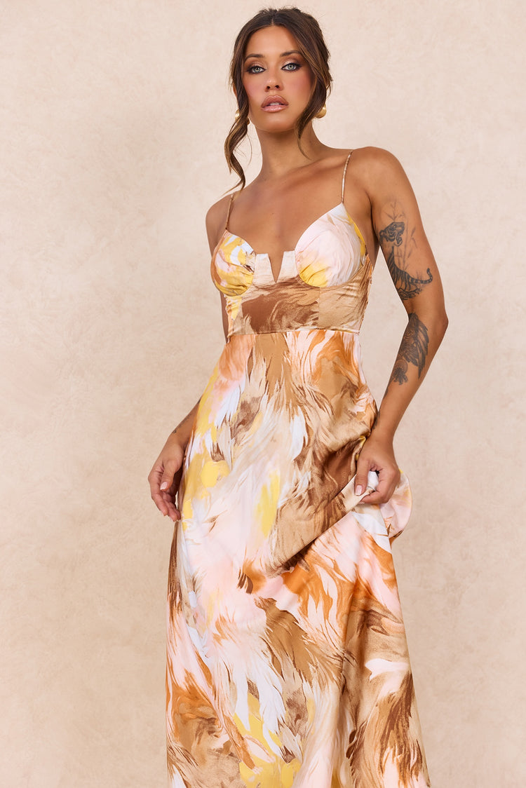Send Love Maxi Dress - Orange Multi for women