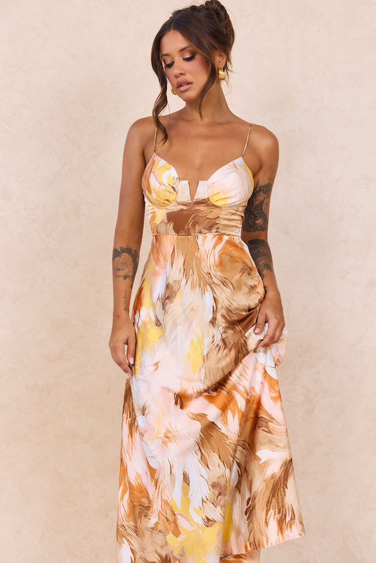 Send Love Maxi Dress - Orange Multi for women