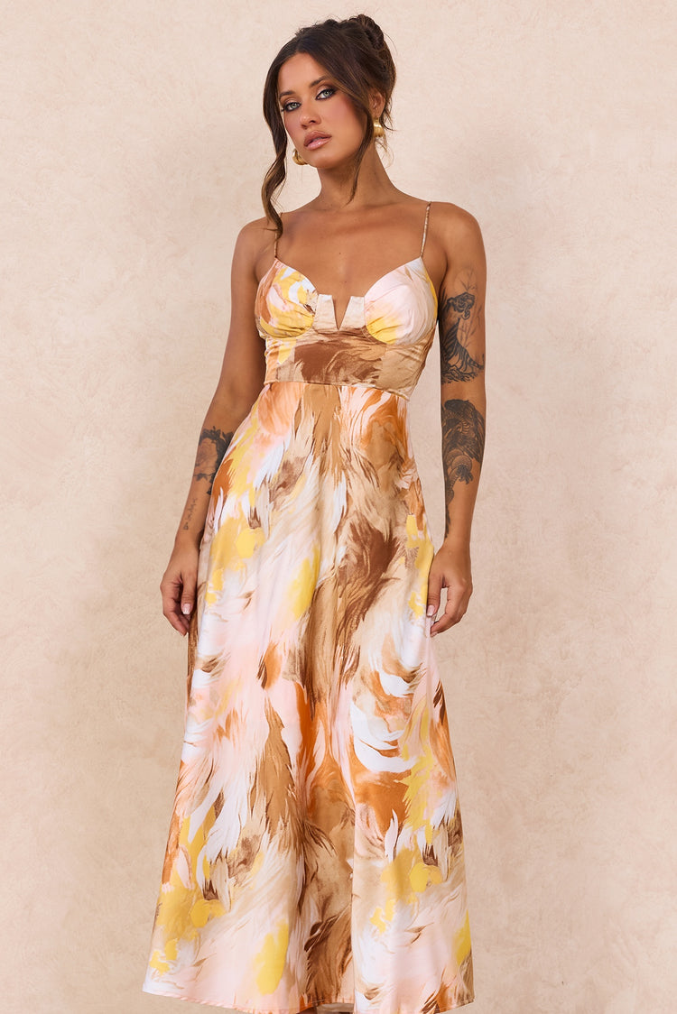 Send Love Maxi Dress - Orange Multi for women