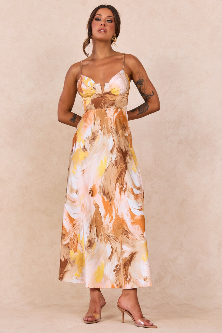 Send Love Maxi Dress - Orange Multi for women