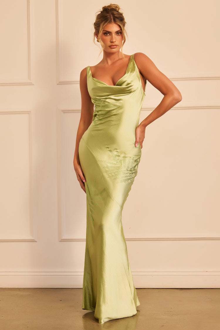 Serein Drape Maxi Dress - Apple Green for women