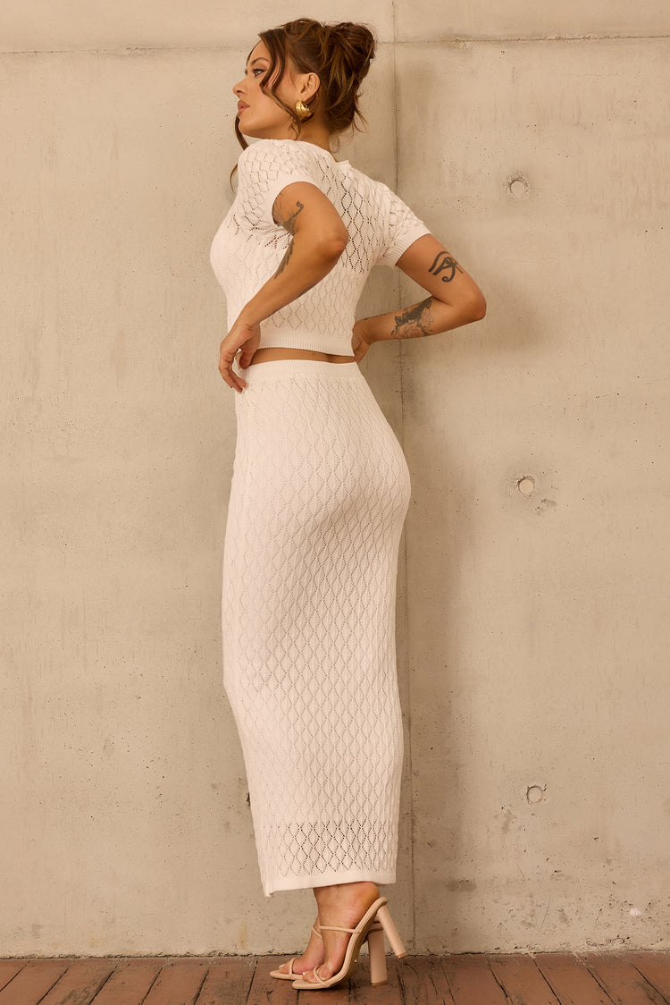 Sharp Hour Knit Midi Skirt - White for women