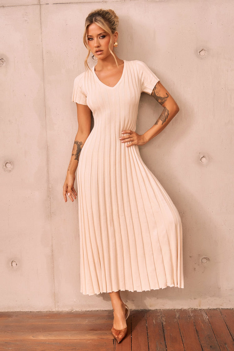She Made Me Knit Maxi Dress - Beige for women