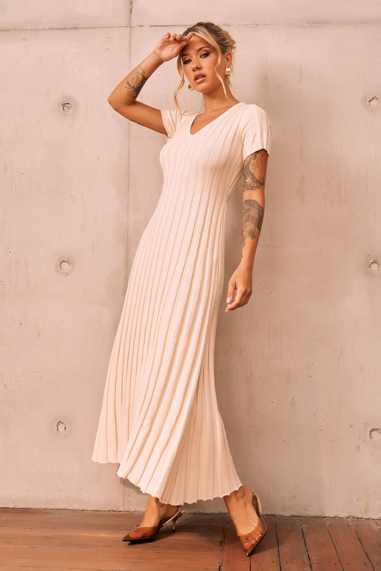 She Made Me Knit Maxi Dress - Beige for women
