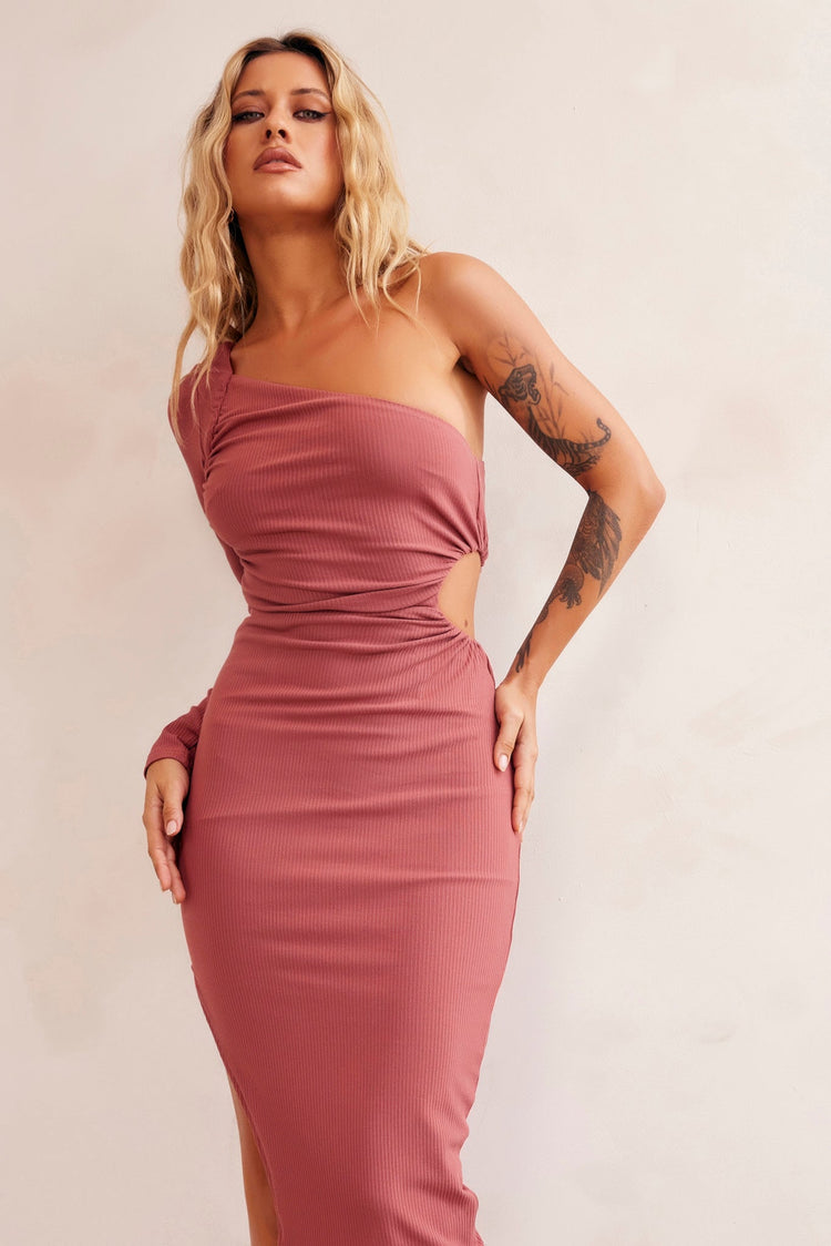 Sheer Glow Midi Dress - Antique Rose for women