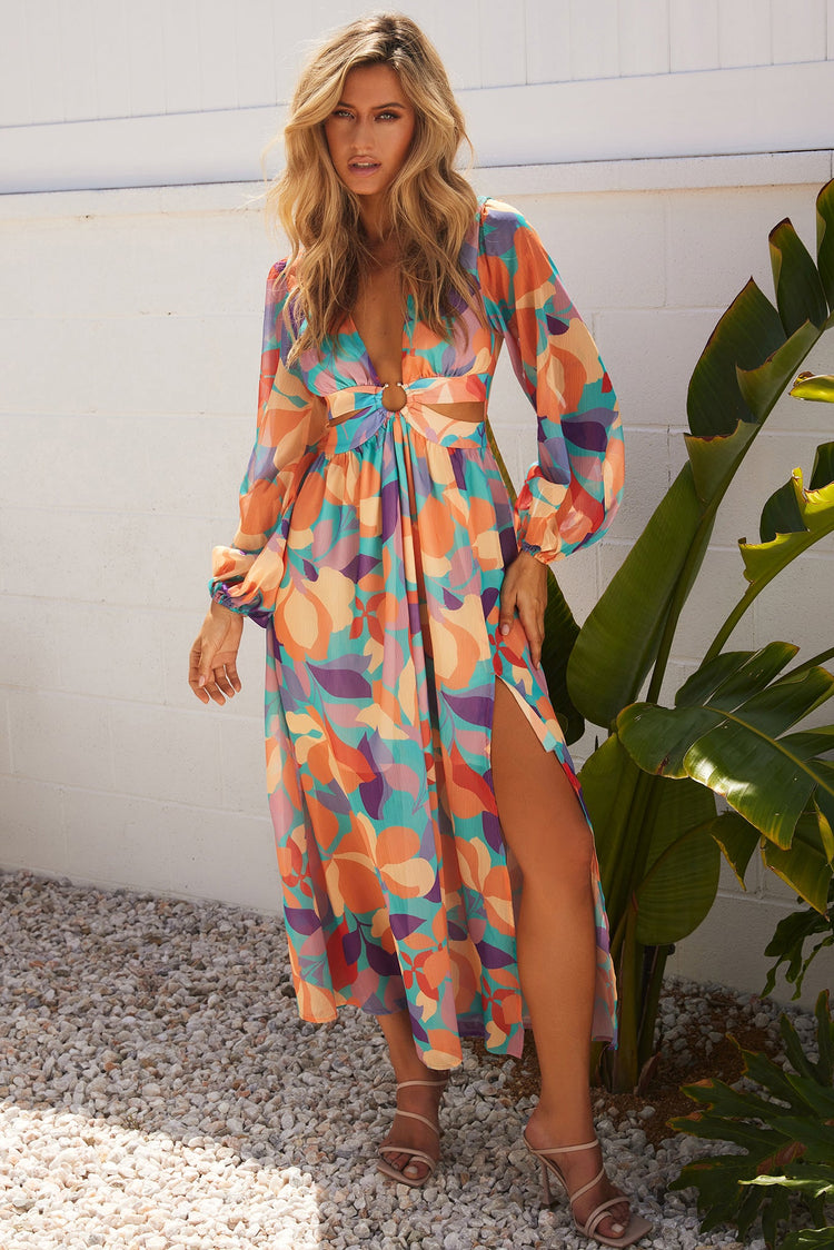 Shooting Stars Maxi Dress - Orange Multi for women