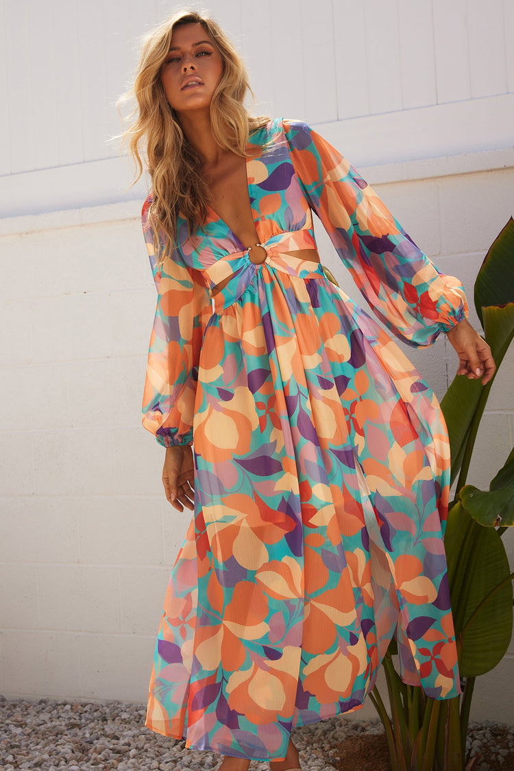 Shooting Stars Maxi Dress - Orange Multi for women