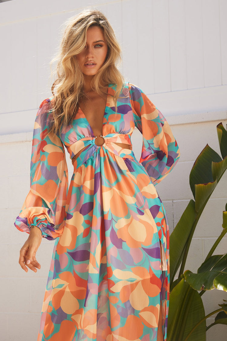 Shooting Stars Maxi Dress - Orange Multi for women