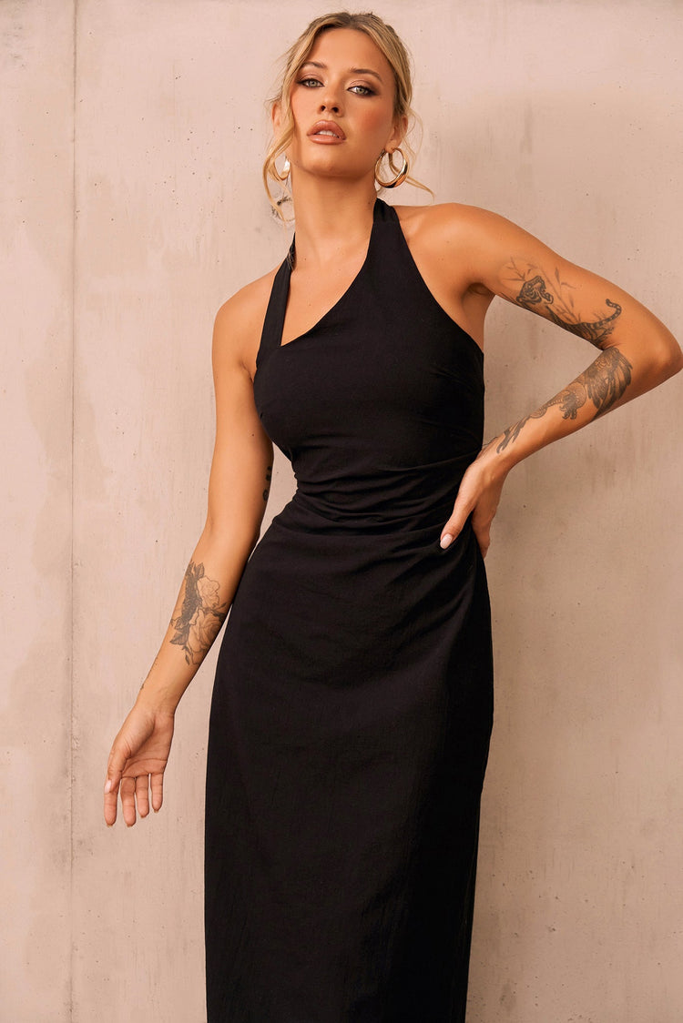 Shot Twist Maxi Dress - Black for women