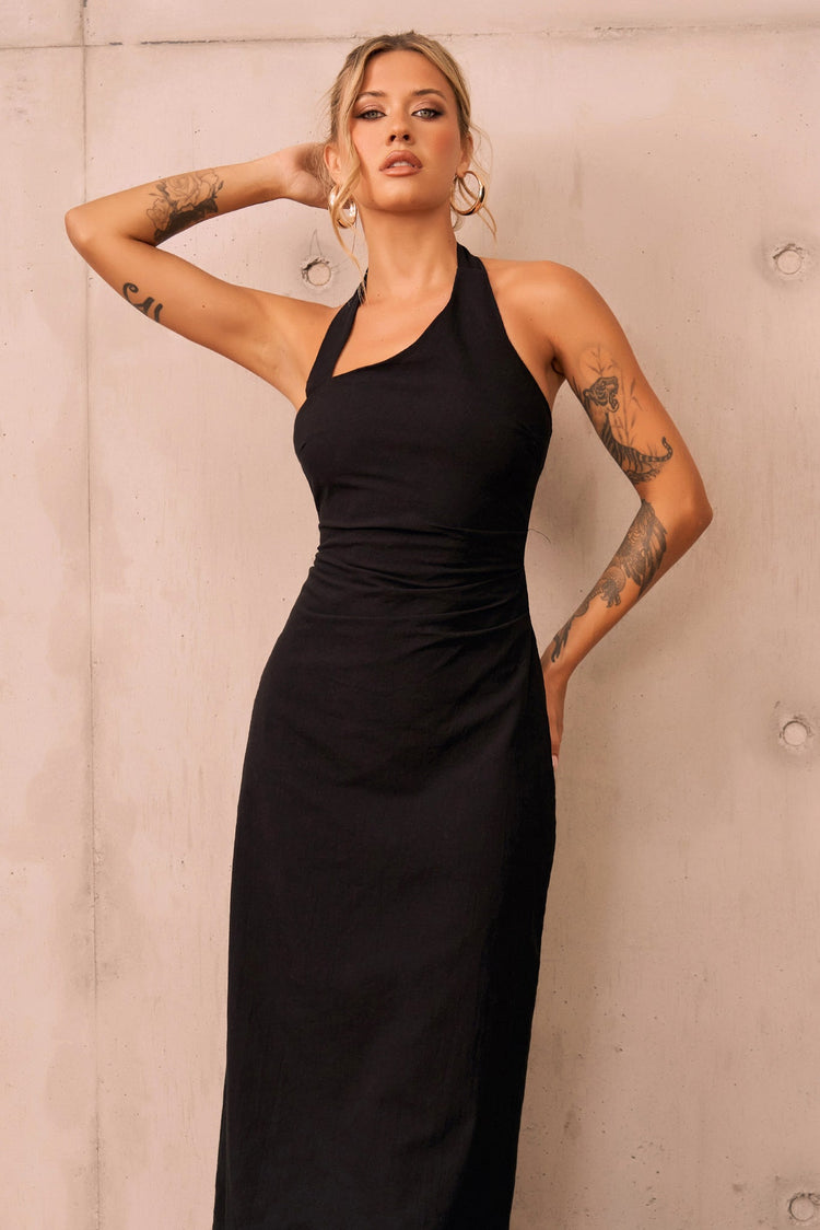 Shot Twist Maxi Dress - Black for women