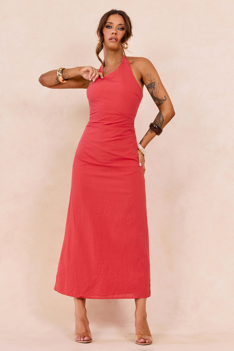 Shot Twist Maxi Dress - Red for women