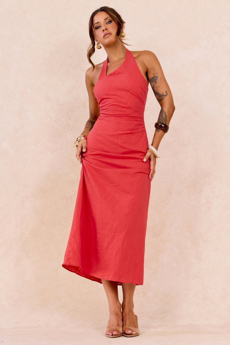 Shot Twist Maxi Dress - Red for women