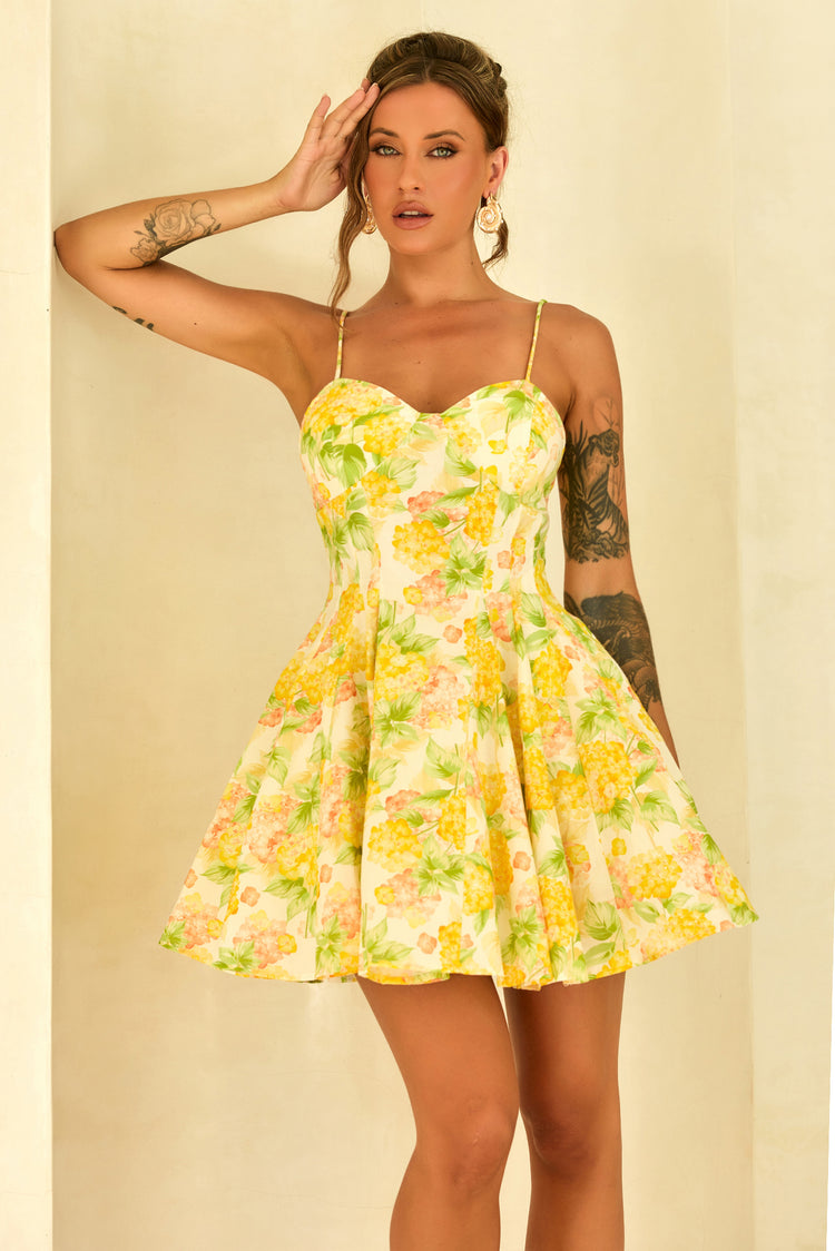 Signature Lady Woven Mini Dress - Yellow for women