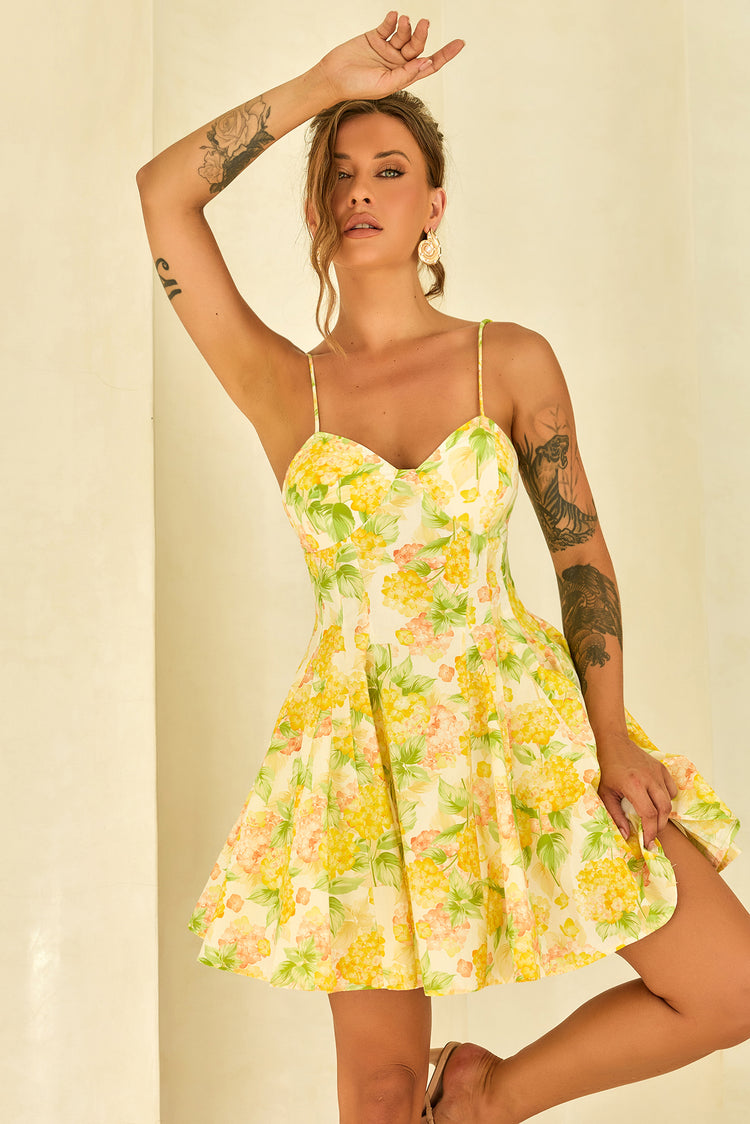 Signature Lady Woven Mini Dress - Yellow for women