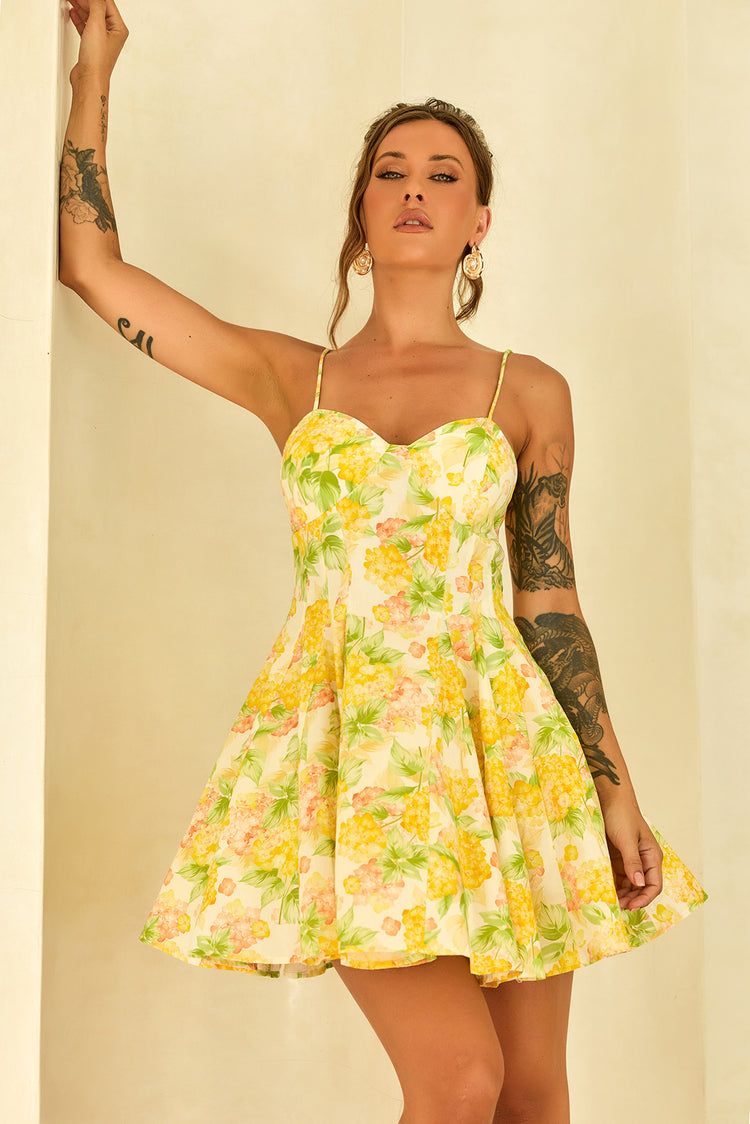 Signature Lady Woven Mini Dress - Yellow for women