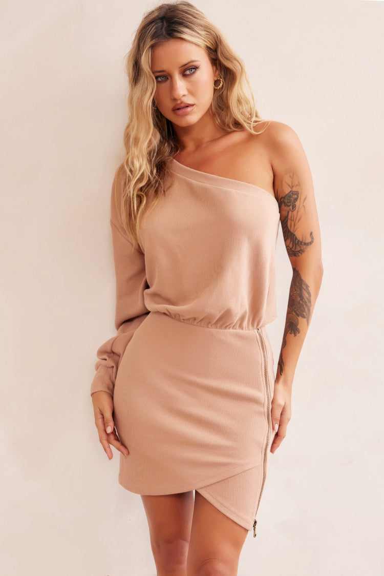 Slow Dancing Mini Dress - Tan for women