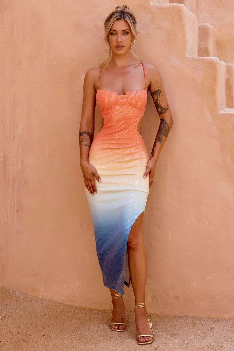 So Lively Midi Dress - Orange Multi for women