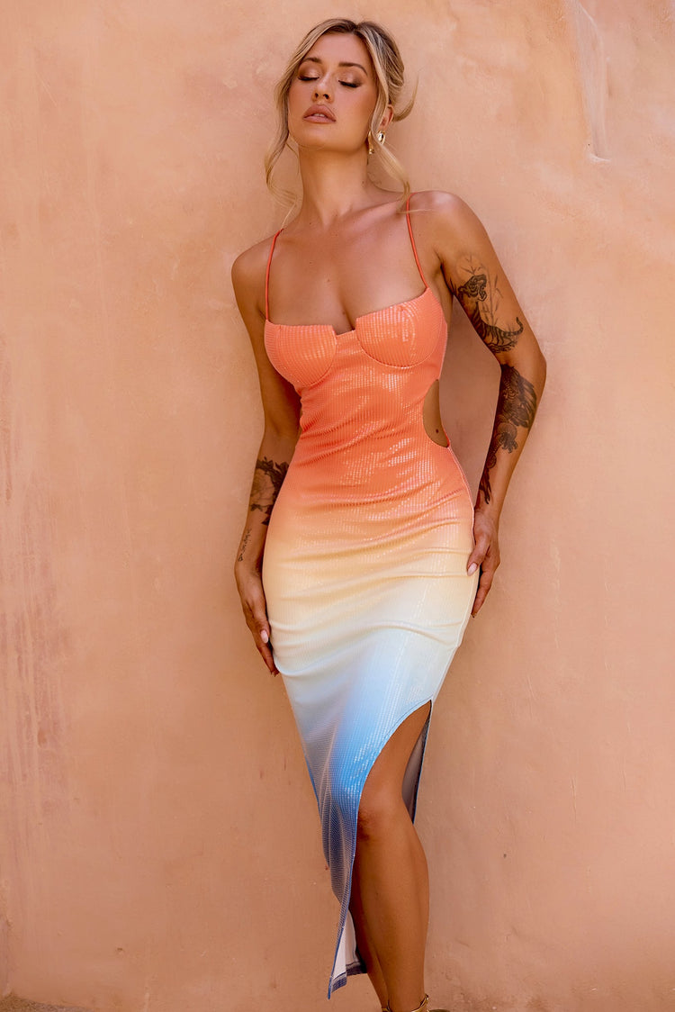 So Lively Midi Dress - Orange Multi for women