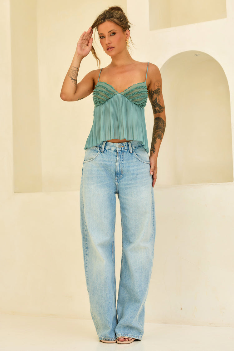Soft Moonlit Chiffon Top - Sage for women