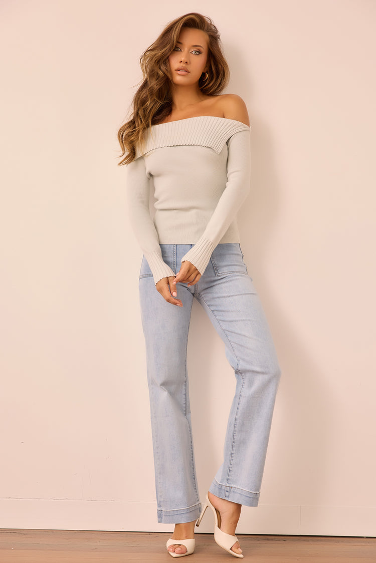 Soft Touch Knit Top - Grey for women
