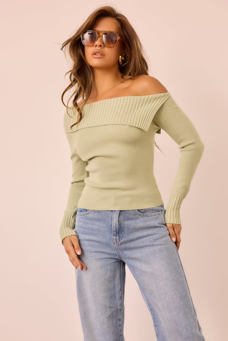 Soft Touch Knit Top - Sage for women