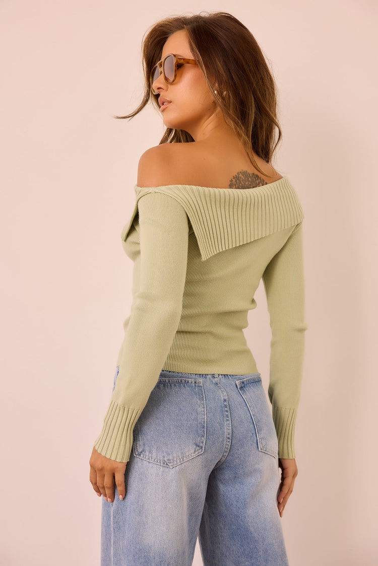 Soft Touch Knit Top - Sage for women