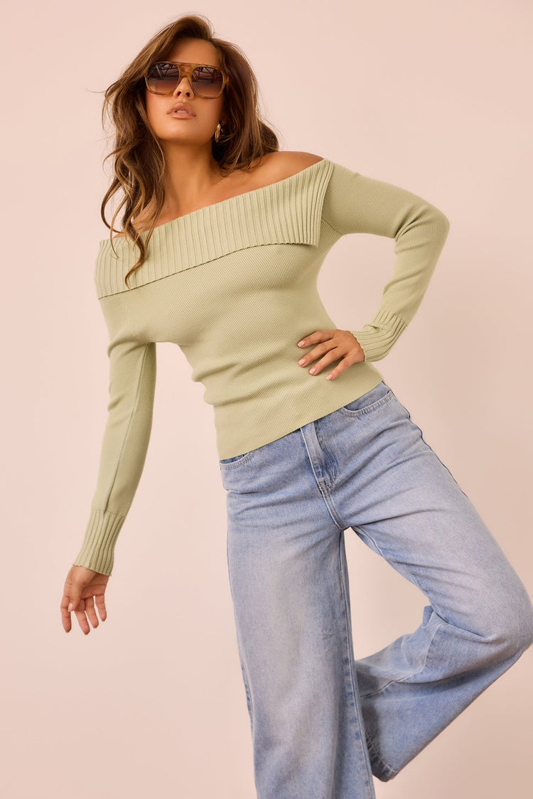 Soft Touch Knit Top - Sage for women