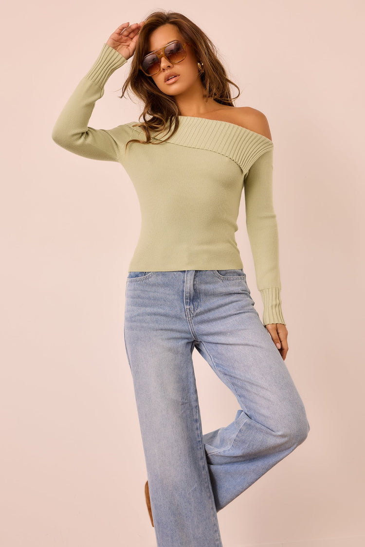 Soft Touch Knit Top - Sage for women