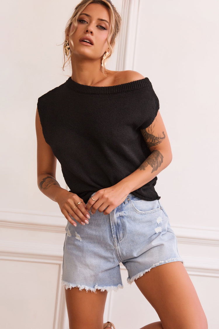 Soul Searching Denim Shorts - Washed Blue for women