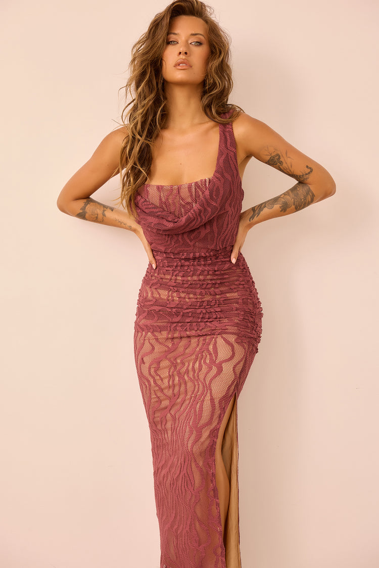 Spotlight Lace Maxi Dress - Cocoa for women