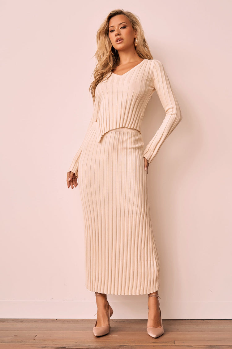 Sprint To The Finish Knit Top - Beige for women