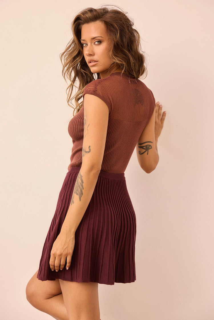 Starlit Dreams Knit Top - Chocolate for women