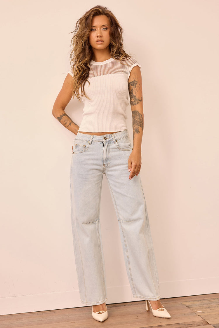 Starlit Dreams Knit Top - White for women