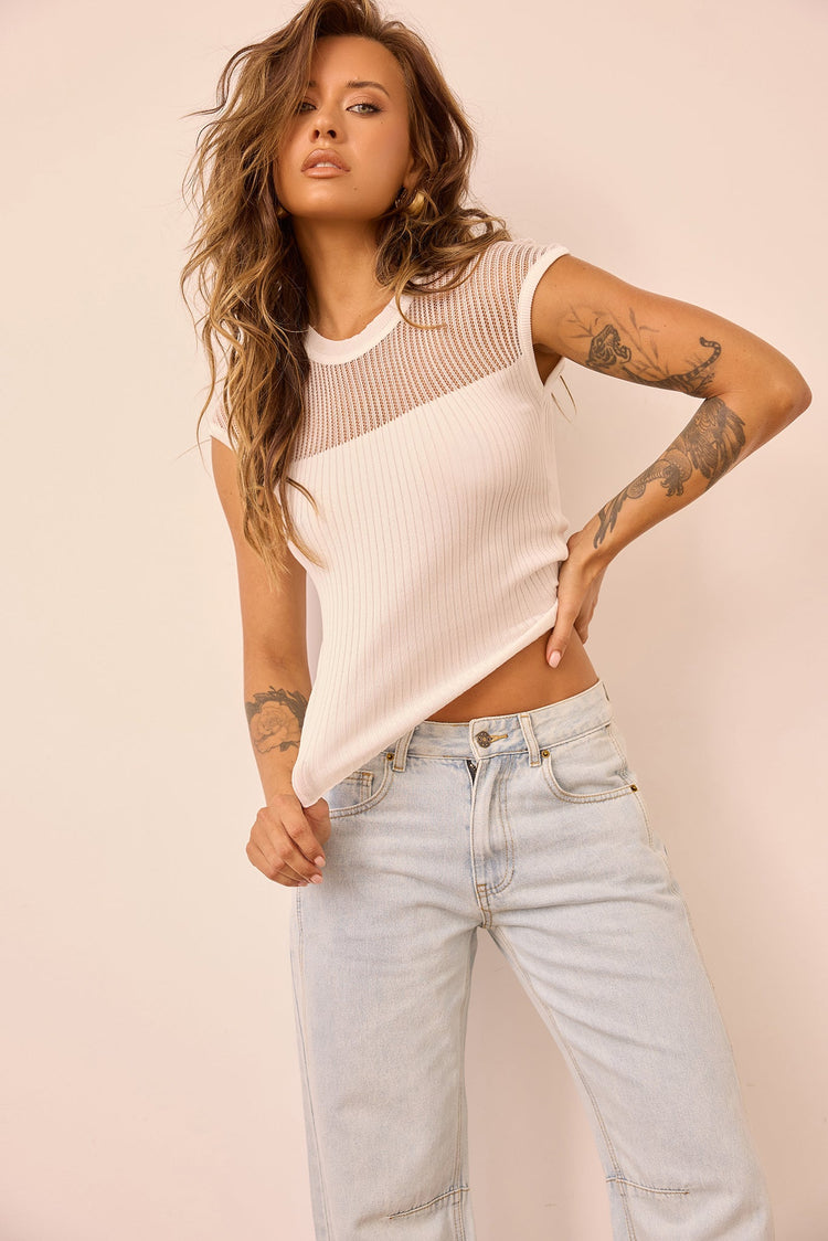 Starlit Dreams Knit Top - White for women