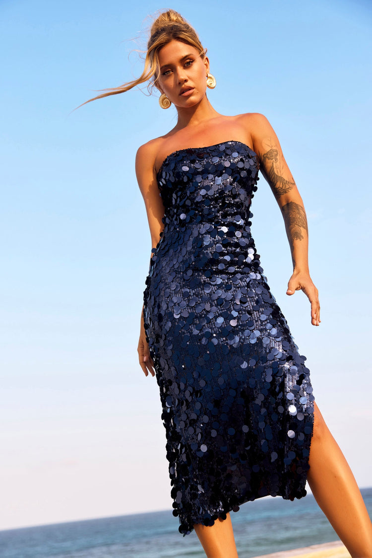 Stay Cute Midi Dress - Navy for women