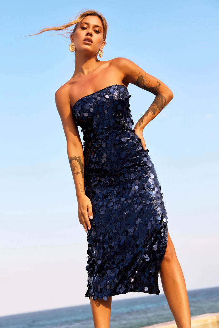 Stay Cute Midi Dress - Navy for women
