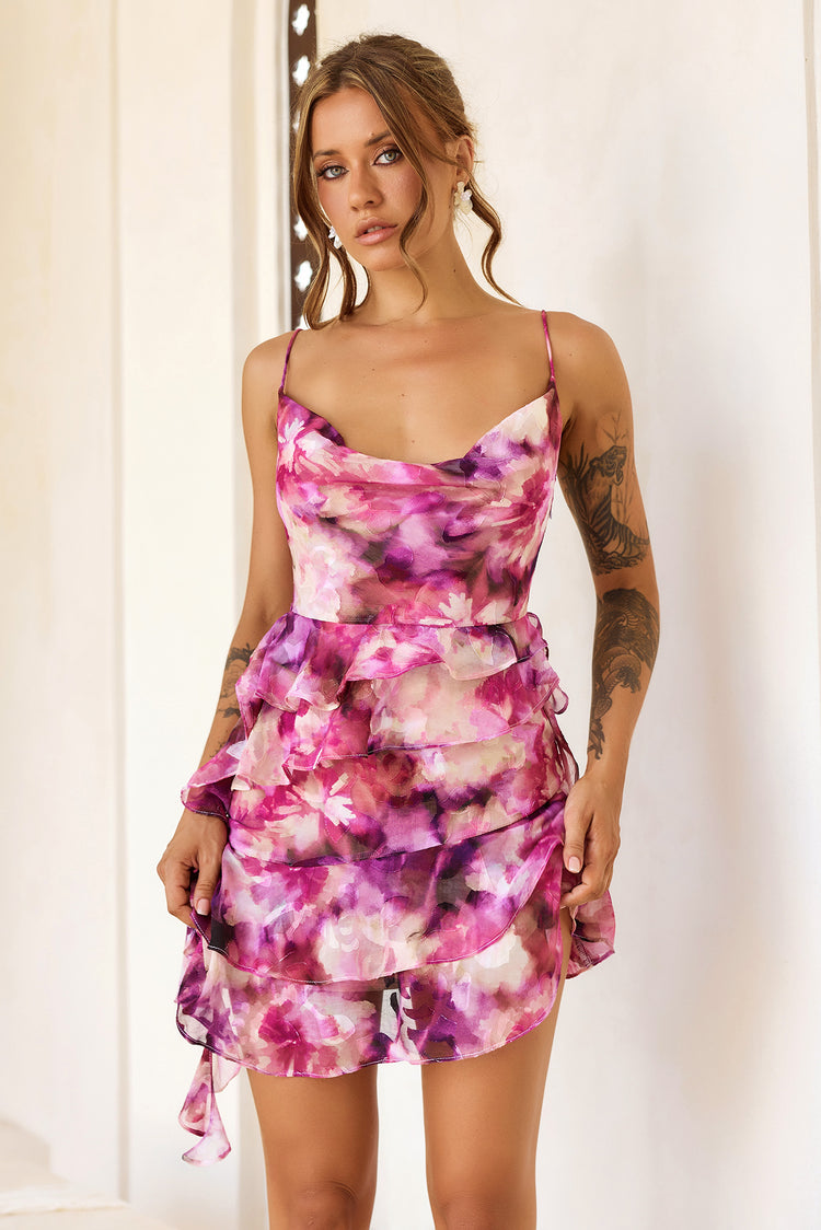 Style Is Attitude Chiffon Mini Dress - Pink Multi for women
