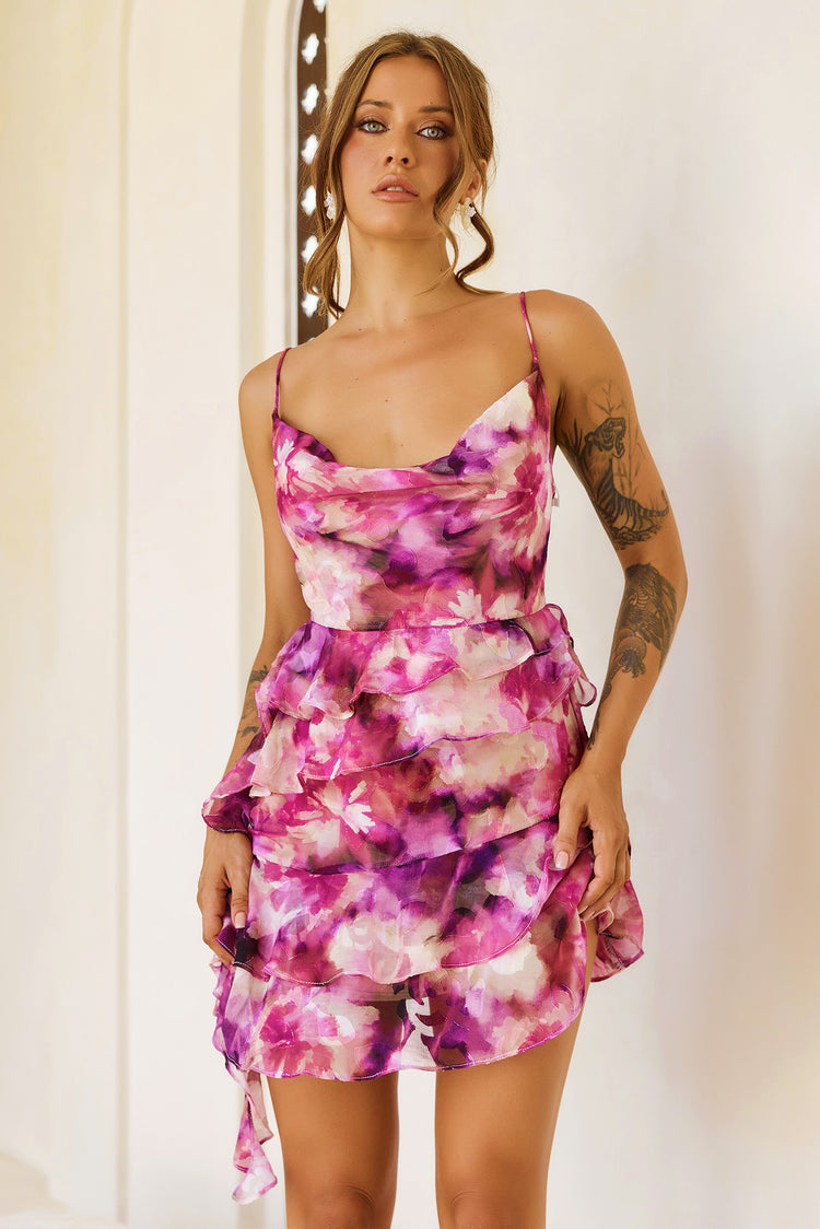 Style Is Attitude Chiffon Mini Dress - Pink Multi for women